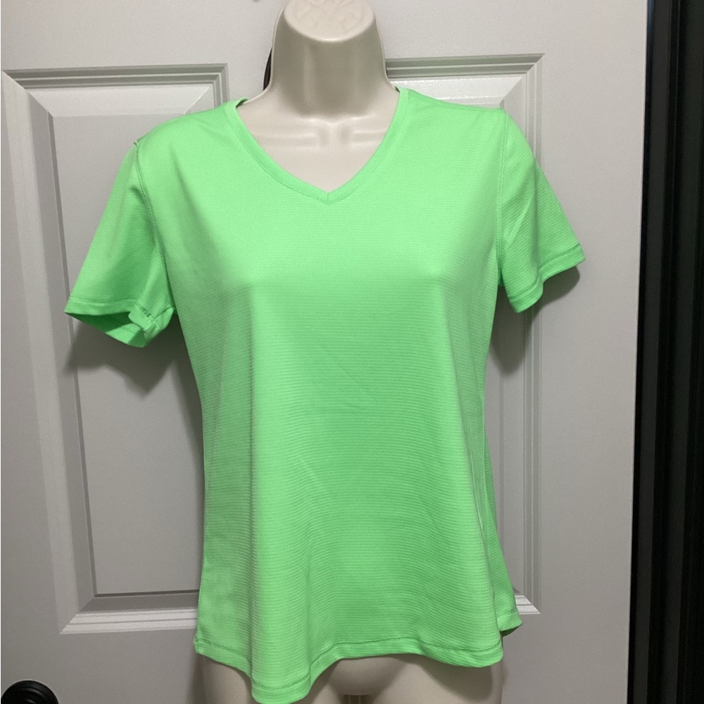 Reel Legends Ladies Lime Green V-neck Short Sleeve Top